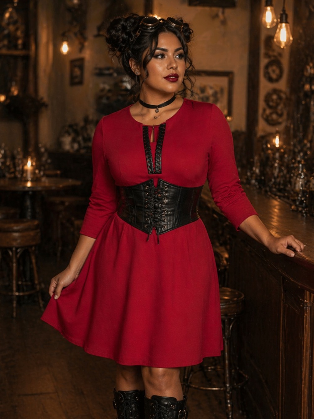 🔥5/30🔥 Dennis Basso Red A-Line Dress with Black Trim | Size 10
